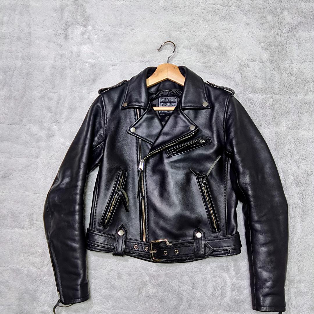 美品KADOYAカドヤ　WM　ブラック黒　ダブルライダースジャケット　ベルト