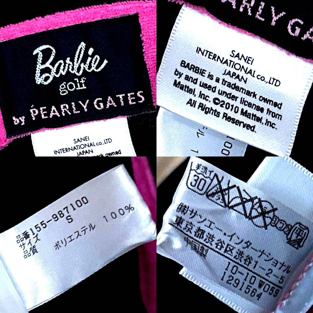 美品【パーリーゲイツ×バービー】限定コラボ 刺繍 ゴルフ ハット S 黒×ピンク