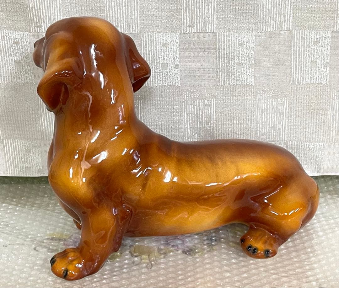 ミニチュアダックスフント 置物 イタリー製 陶器 イヌ 美品