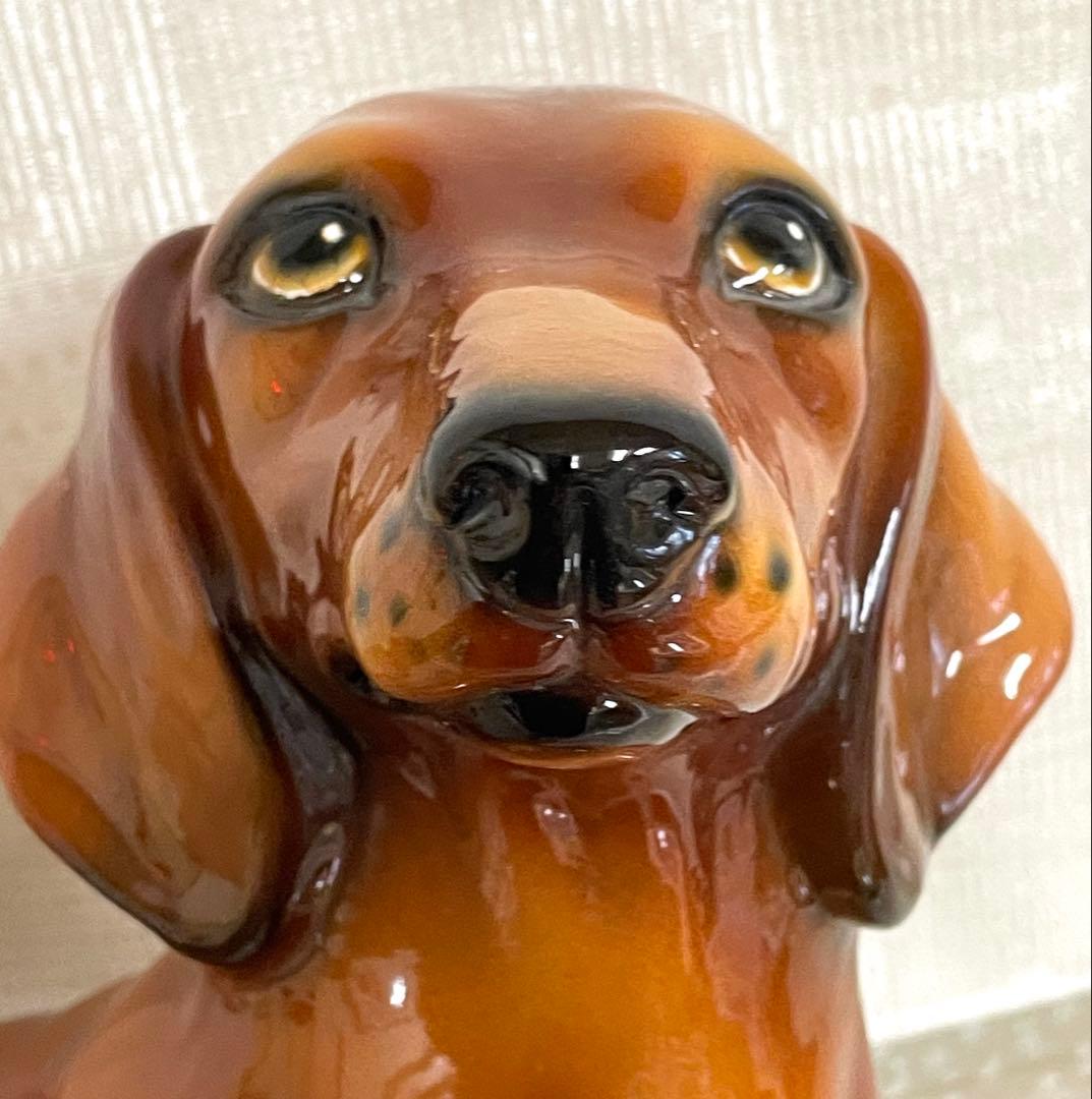 ミニチュアダックスフント 置物 イタリー製 陶器 イヌ 美品