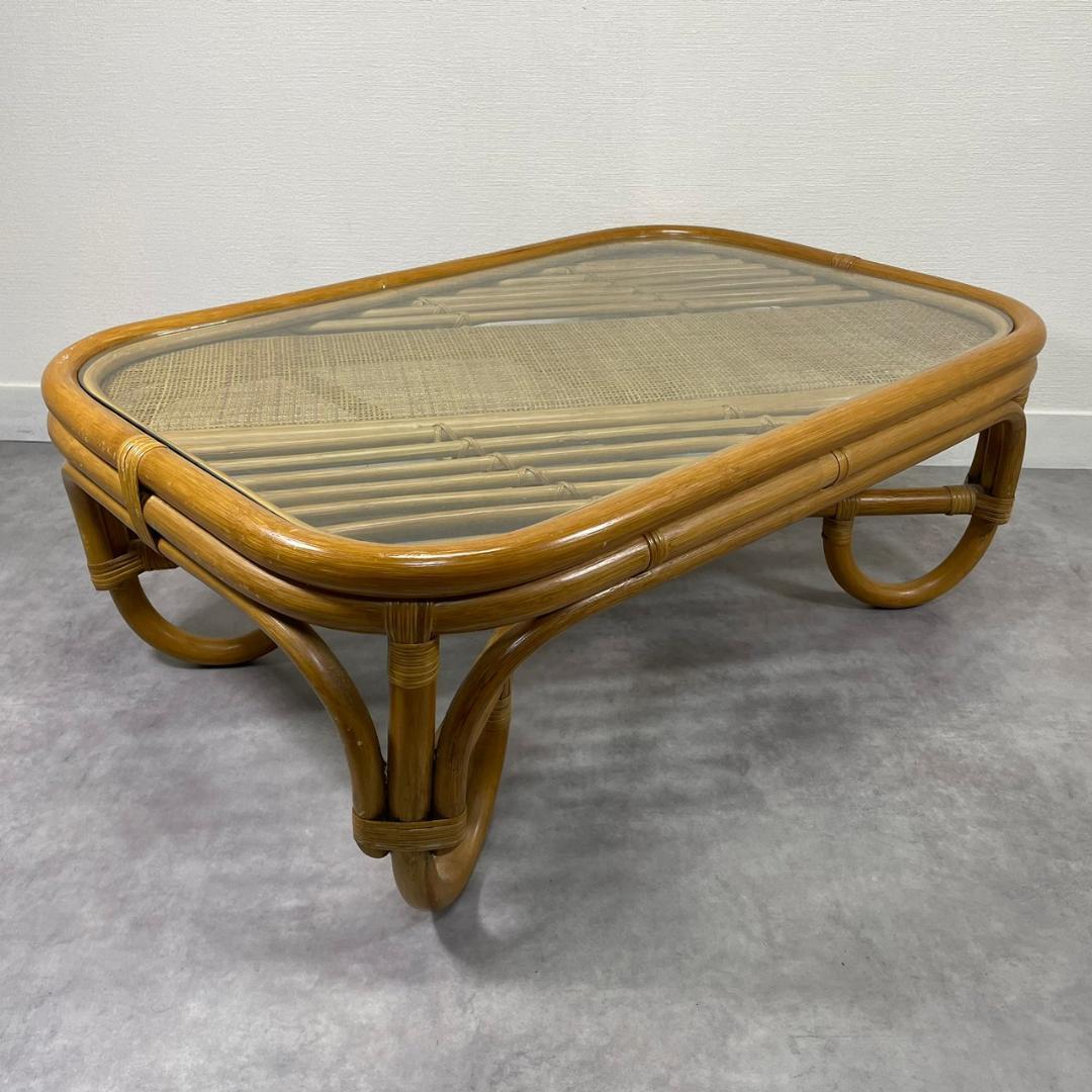 ヴィンテージ ラタンテーブル 籐 コーヒーテーブル センターテーブル 籐家具