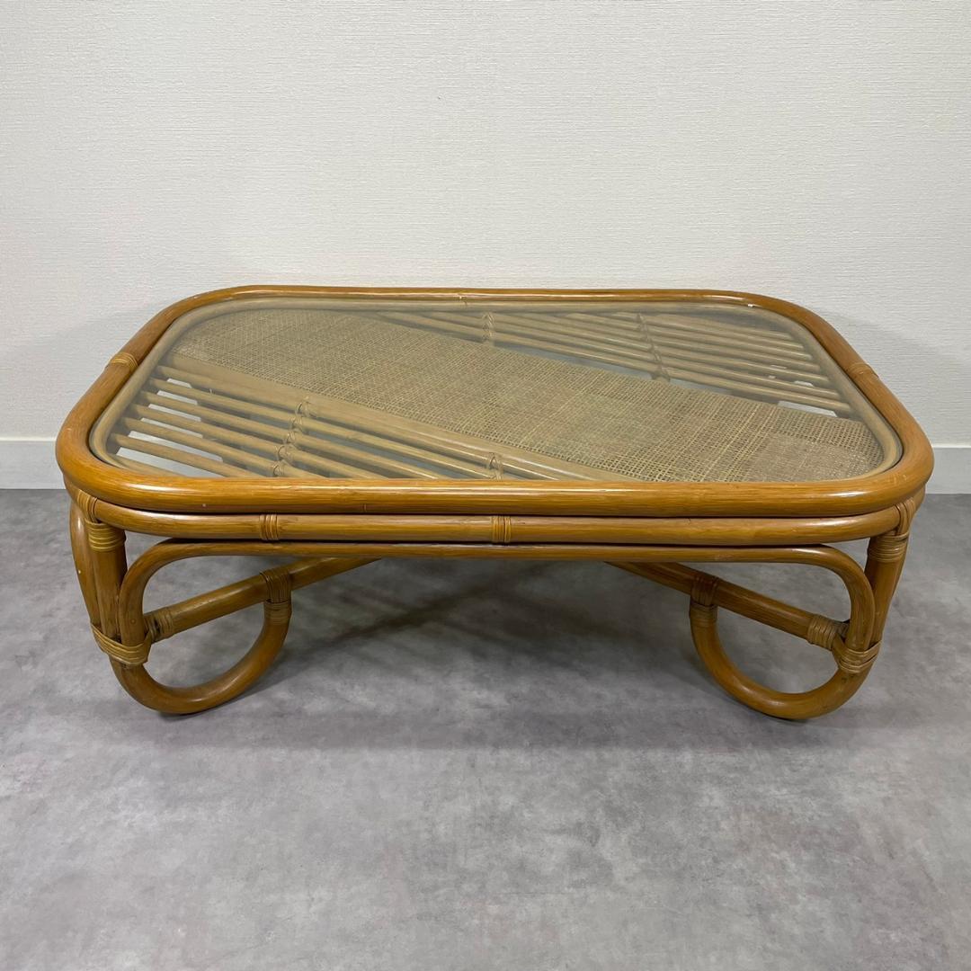 ヴィンテージ ラタンテーブル 籐 コーヒーテーブル センターテーブル 籐家具