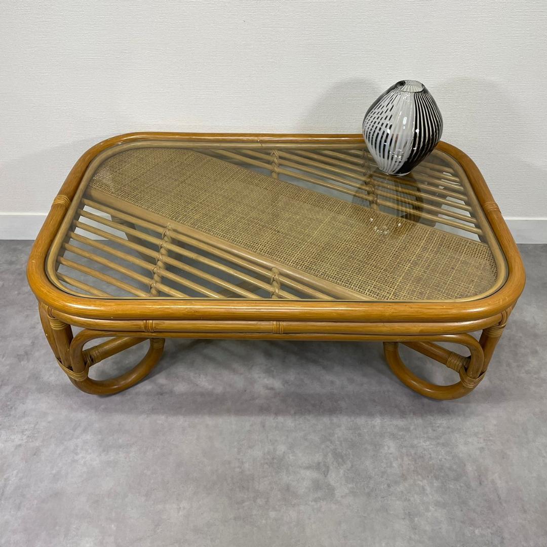 ヴィンテージ ラタンテーブル 籐 コーヒーテーブル センターテーブル 籐家具
