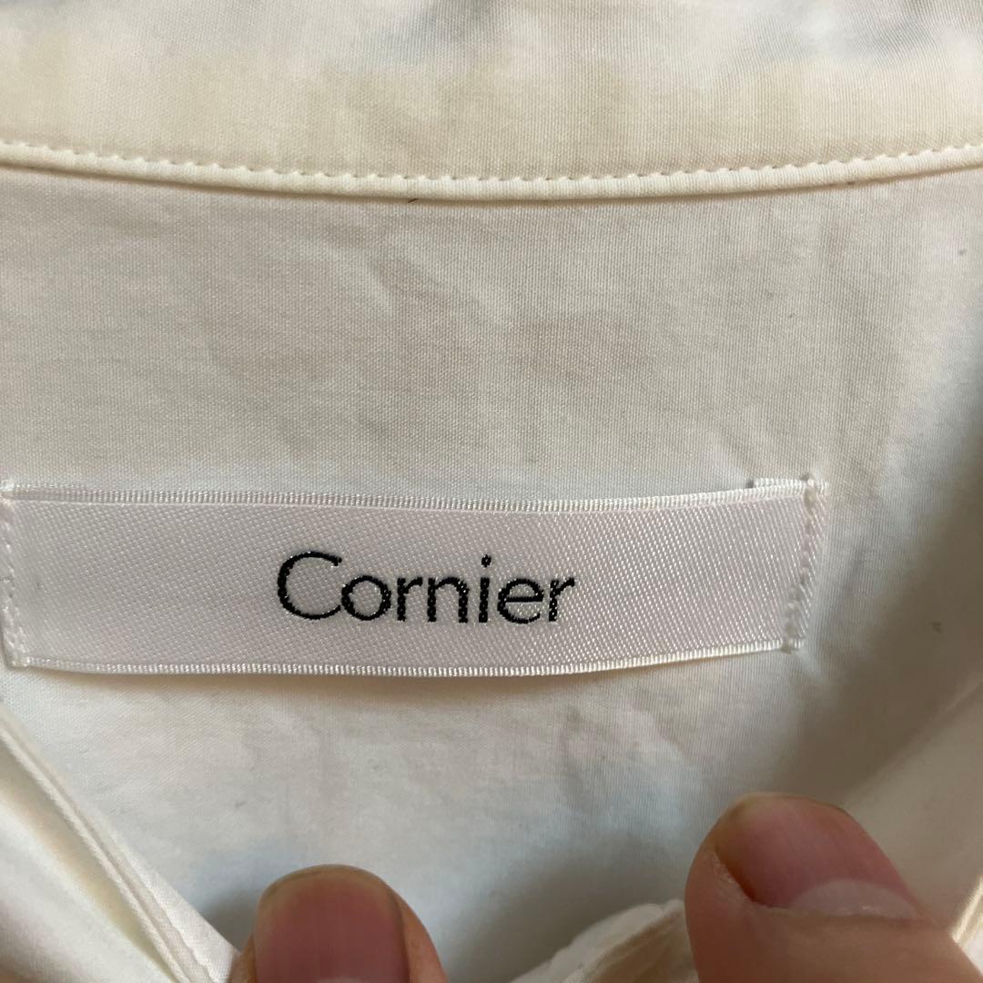 Cornier フィンクスコットン　バンドカラーシャツ　ホワイト　L
