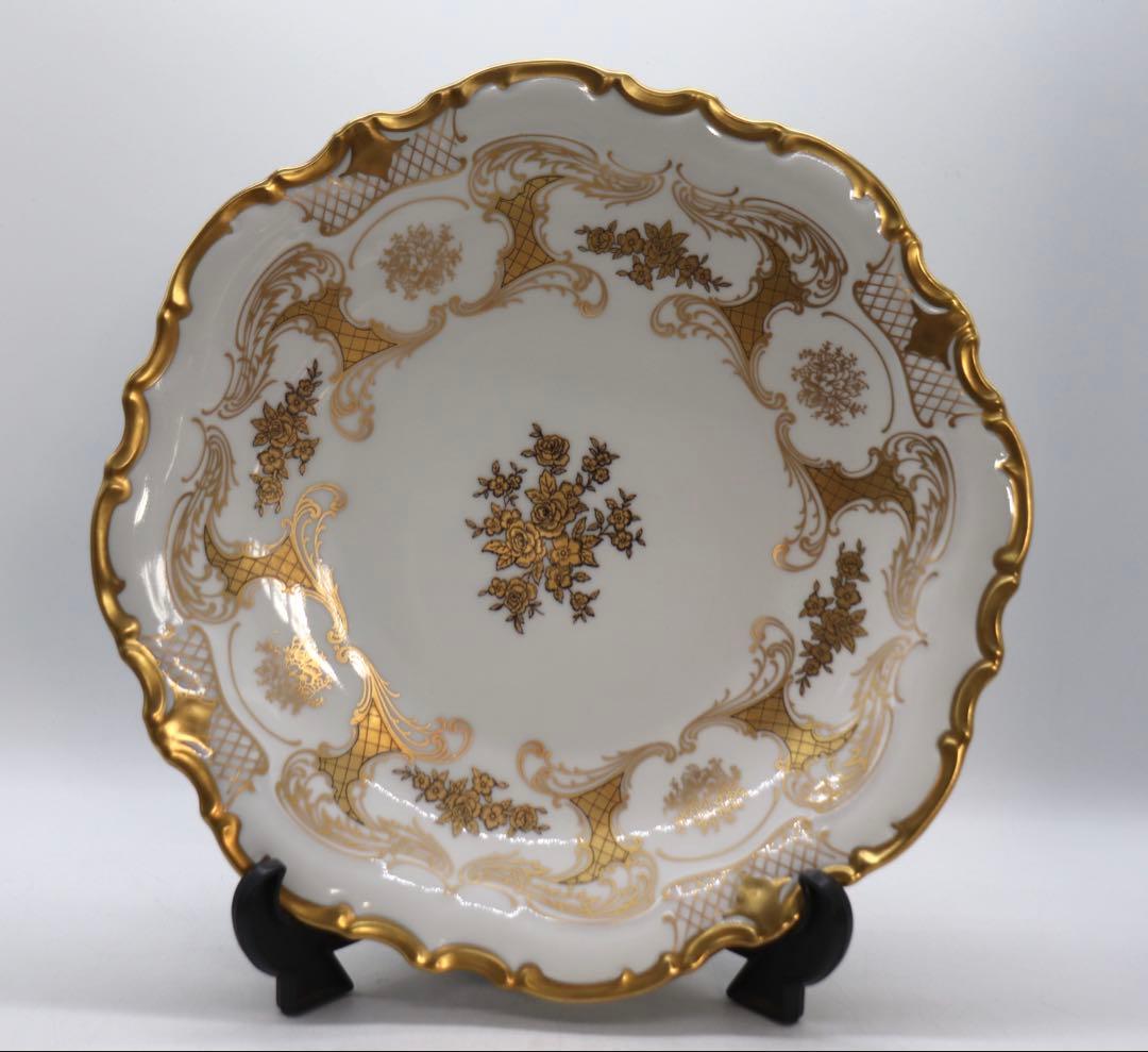 ドイツ製　Reichenbach金彩　薔薇紋プレート　廃盤品　送料込み0121