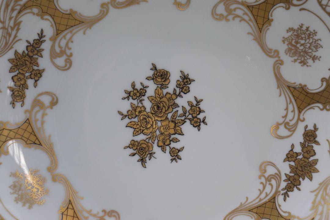 ドイツ製　Reichenbach金彩　薔薇紋プレート　廃盤品　送料込み0121