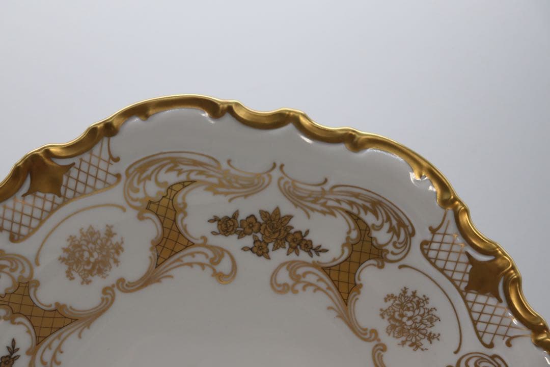 ドイツ製　Reichenbach金彩　薔薇紋プレート　廃盤品　送料込み0121