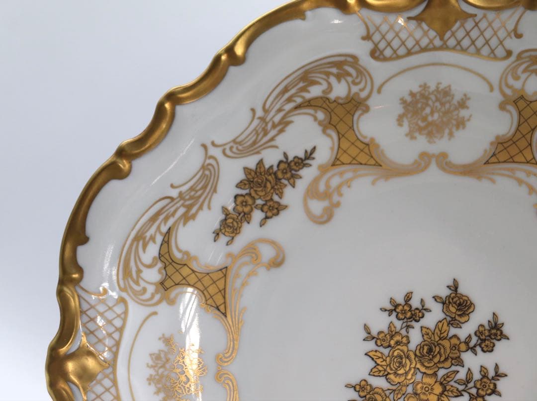 ドイツ製　Reichenbach金彩　薔薇紋プレート　廃盤品　送料込み0121