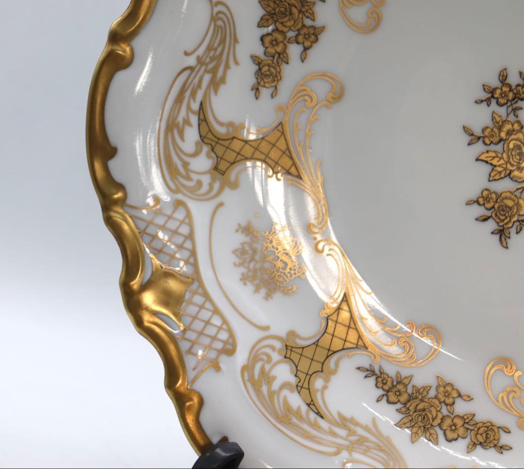 ドイツ製　Reichenbach金彩　薔薇紋プレート　廃盤品　送料込み0121