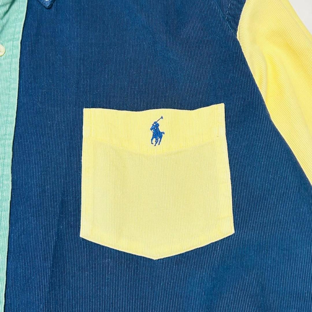 【美品現行 大きいXL】ラルフローレン　コーデュロイ　長袖シャツ　ホースロゴ刺繍