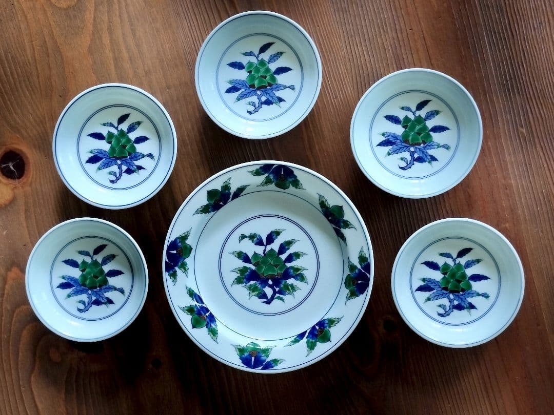 有田焼 源右衛門窯 染錦栗絵皿6枚