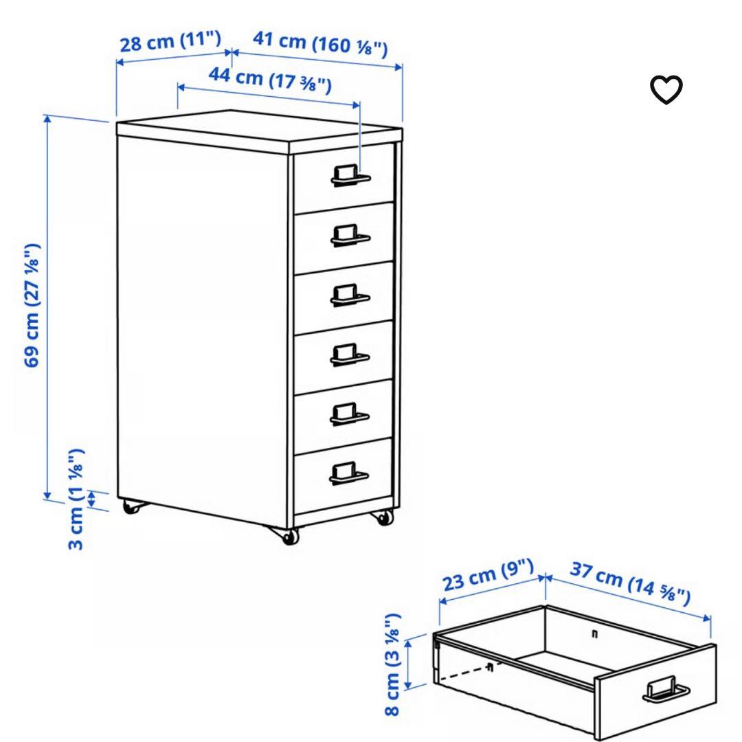 【組み立て済】IKEA HELMER ホワイト 6段引き出し収納キャビネット