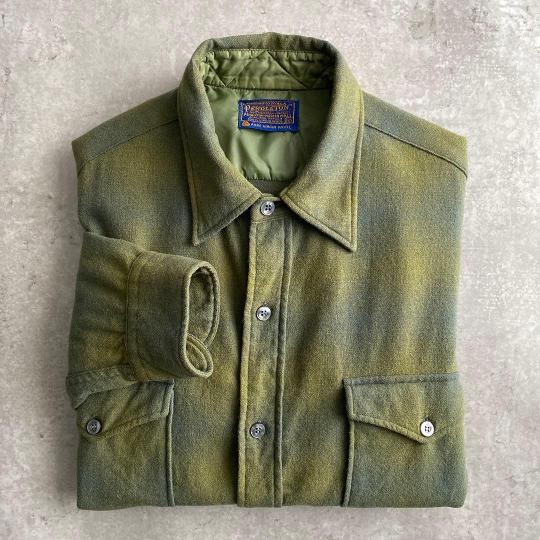 極上配色 60s ペンドルトン オンブレ ウール シャツ USA製 15 1/2