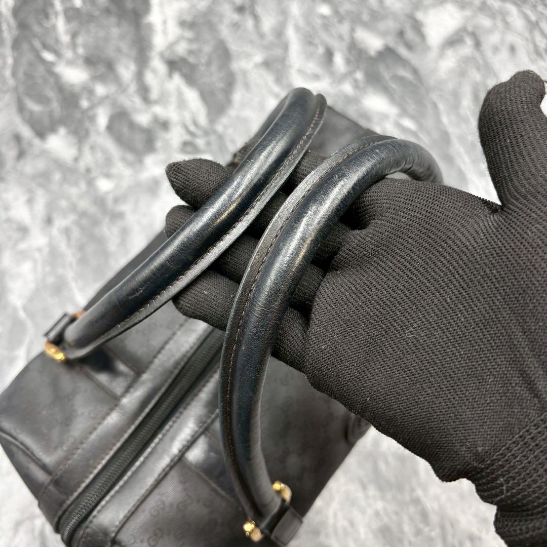 ✨美品✨GUCCI GGボストンバッグハンドショルダー 黒 ロゴ レザー