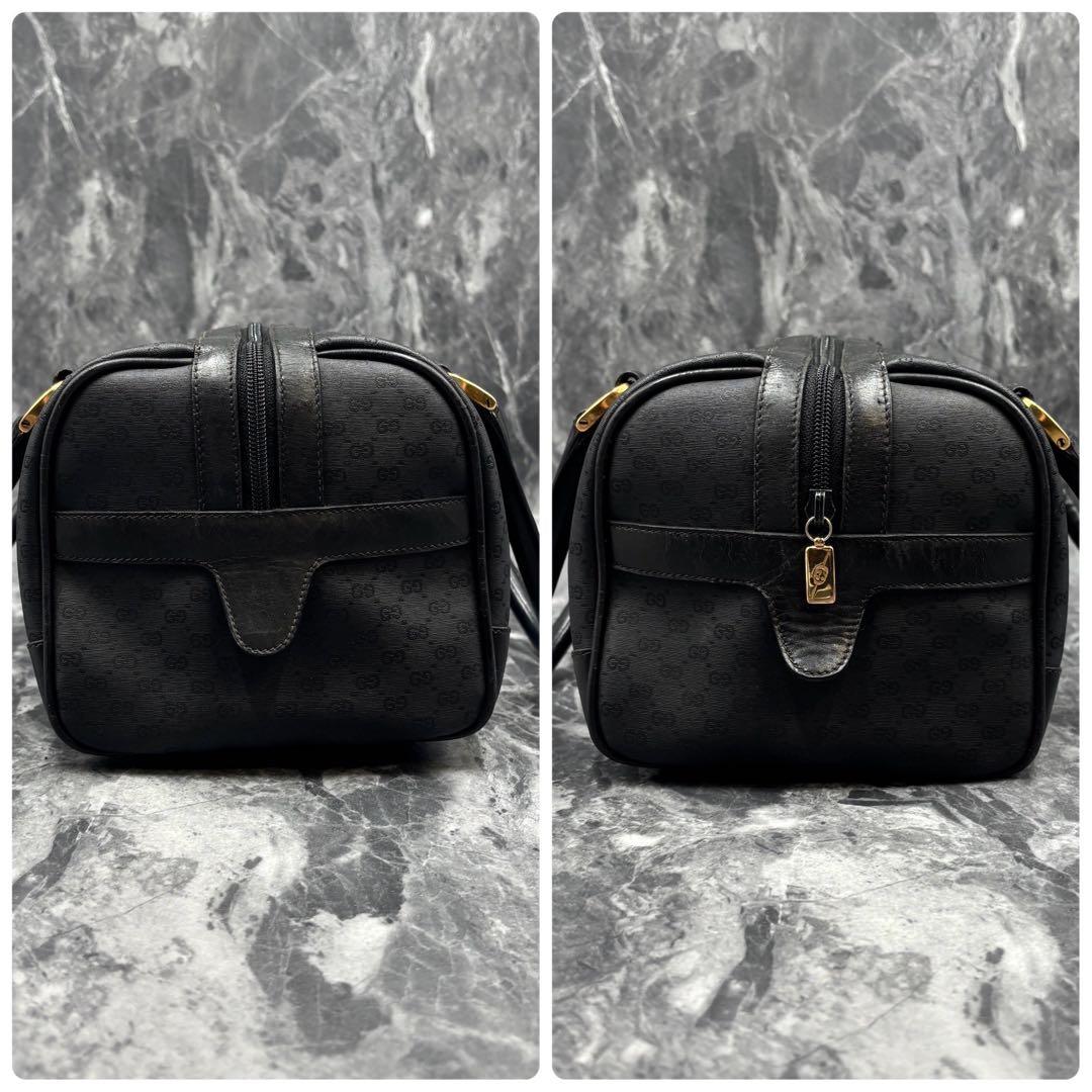 ✨美品✨GUCCI GGボストンバッグハンドショルダー 黒 ロゴ レザー