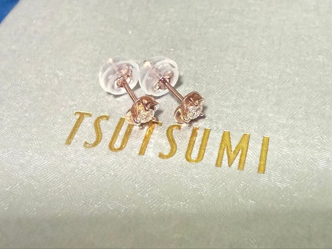 TSUTSUMI K10ピンクゴールドダイヤモンドピアス