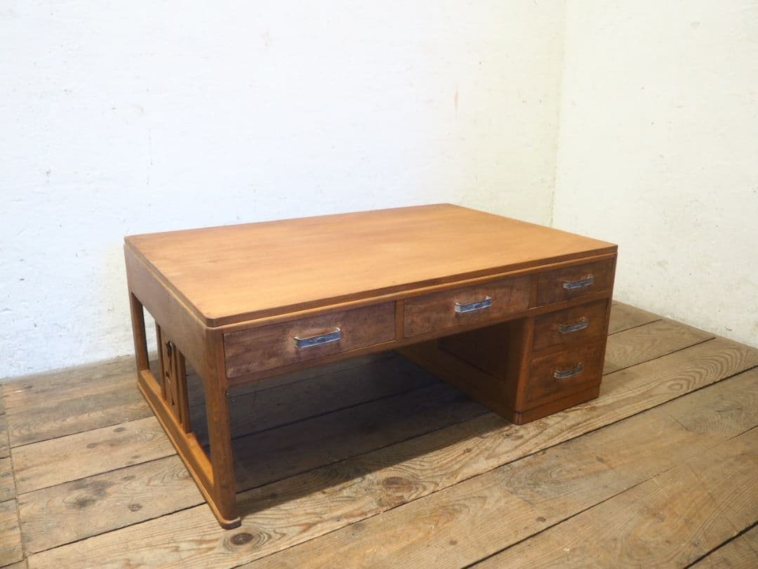 1211 ヴィンテージ　ロータイプの片袖机　文机　ローテーブル　古家具　レトロ