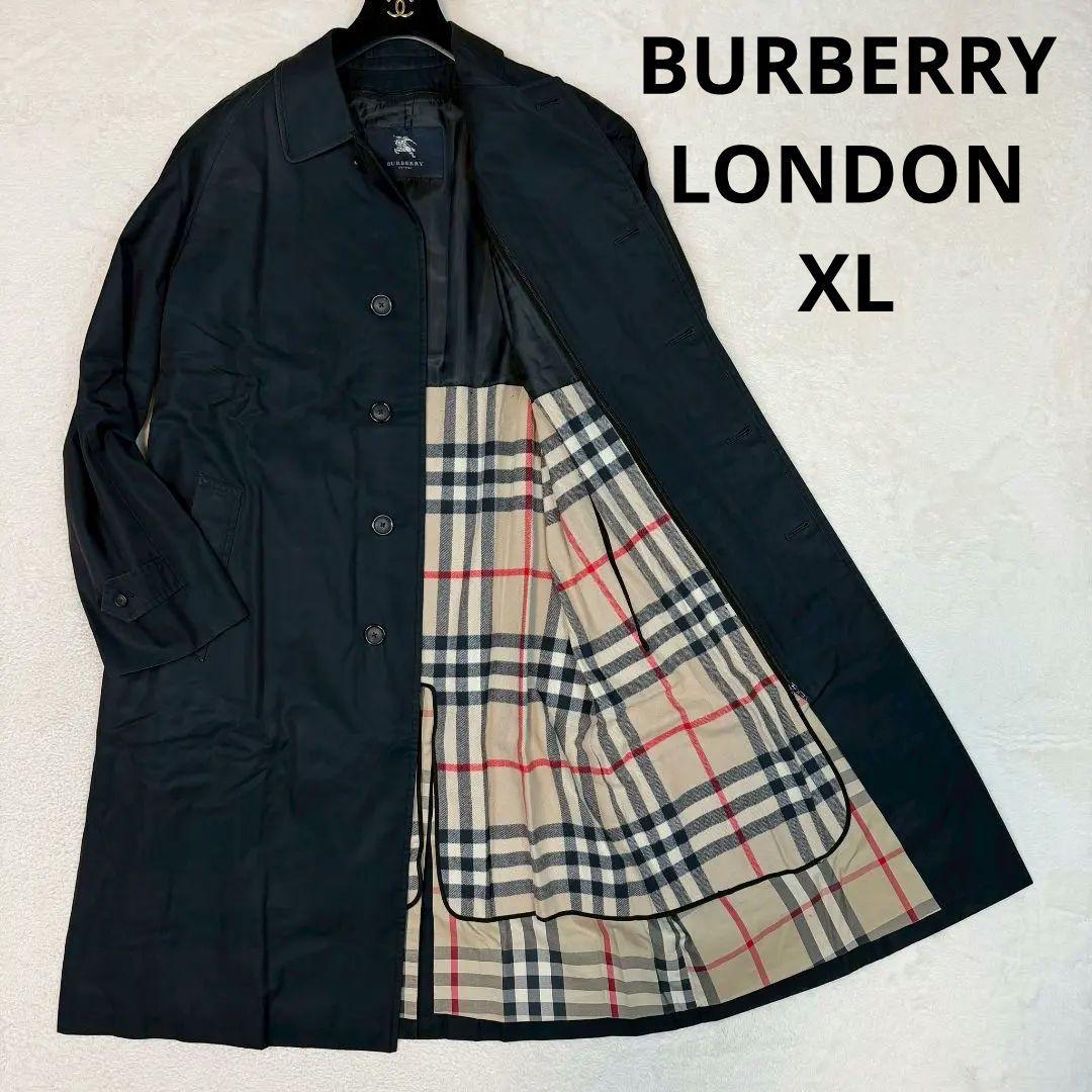 バーバリーロンドンライナー付きステンカラー ノバチェックネイビー　XL