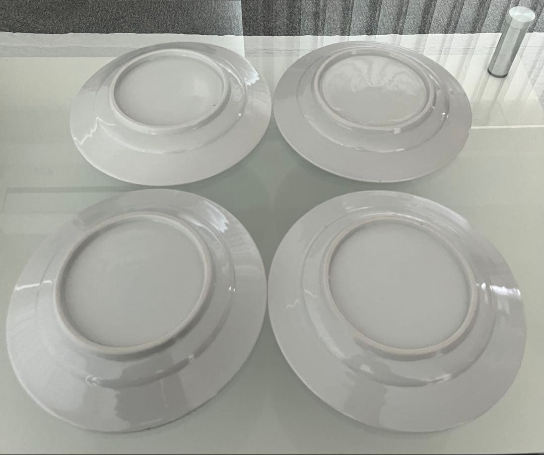 九谷青釜　徳永遊心　色絵花繋ぎ　6寸皿 4枚セット