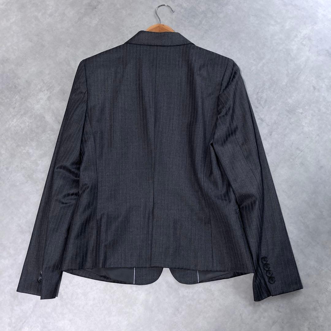 美品 23区 パンツスーツセットアップ 38 グレー ストライプ 総裏 M