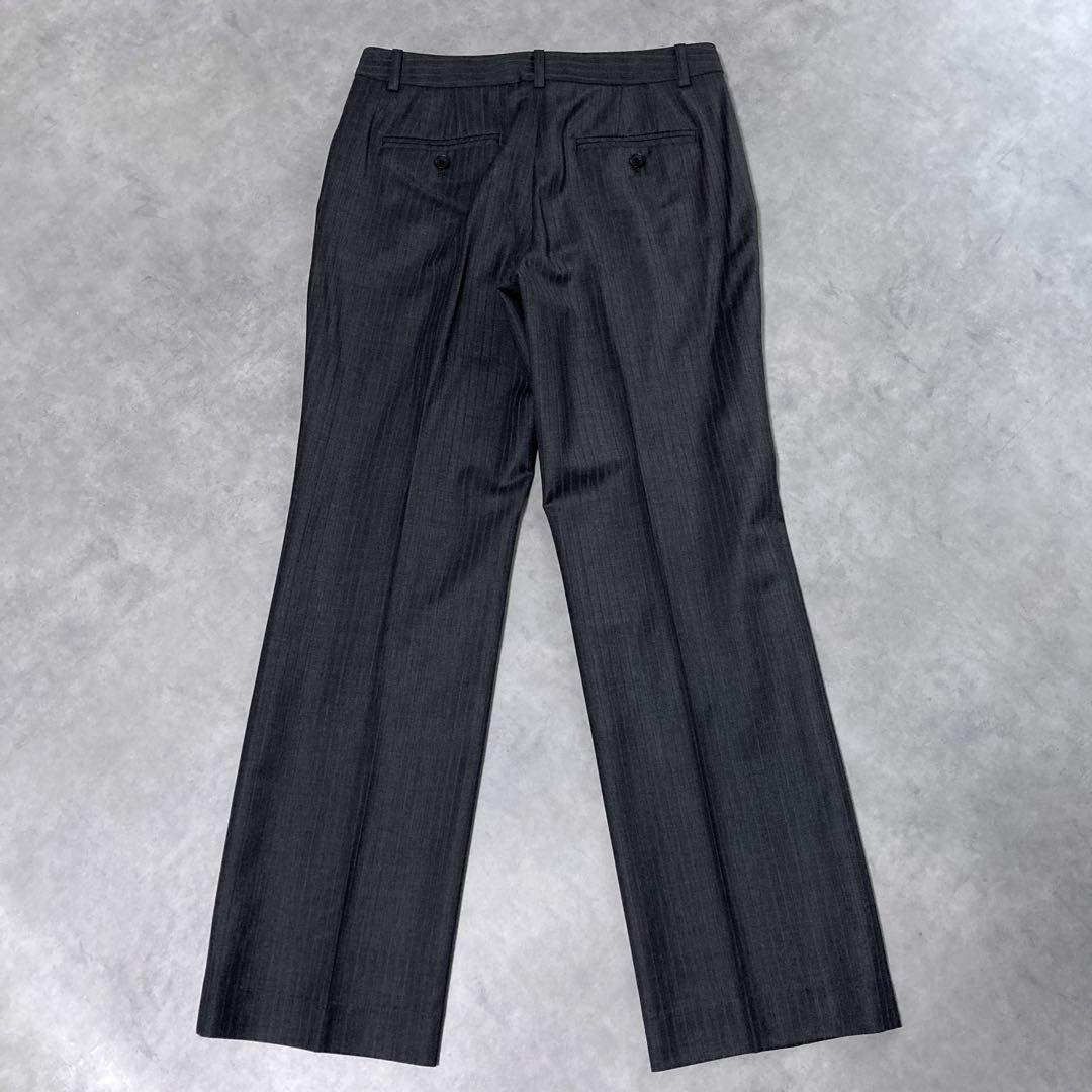美品 23区 パンツスーツセットアップ 38 グレー ストライプ 総裏 M