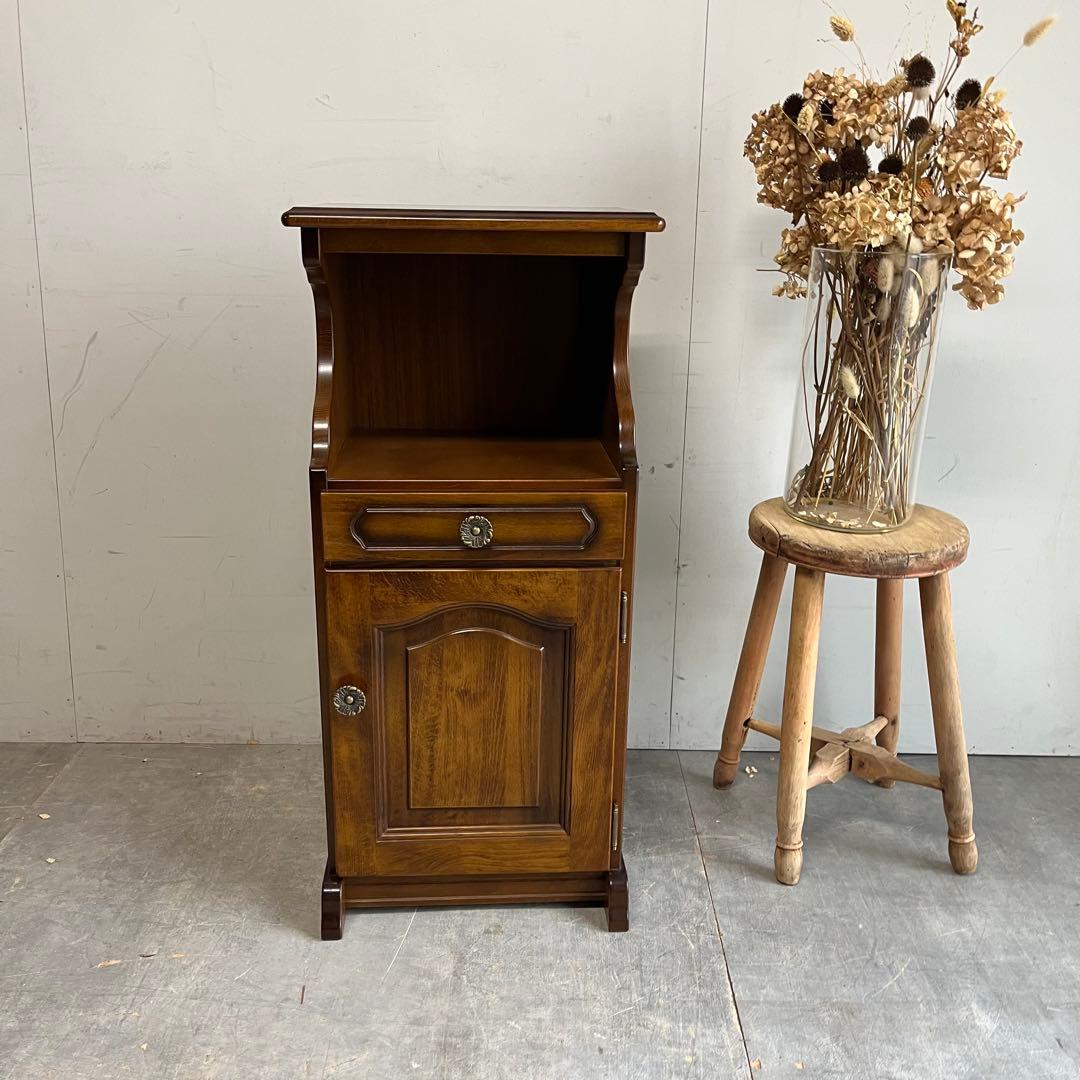 オールド karimoku コロニアル 花台 電話台 昭和レトロ z386