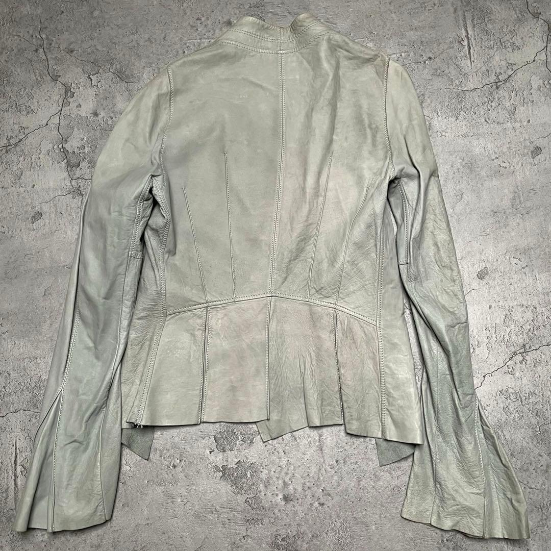 ISAAC SELLAM レザージャケットノーカラー レザーボタン