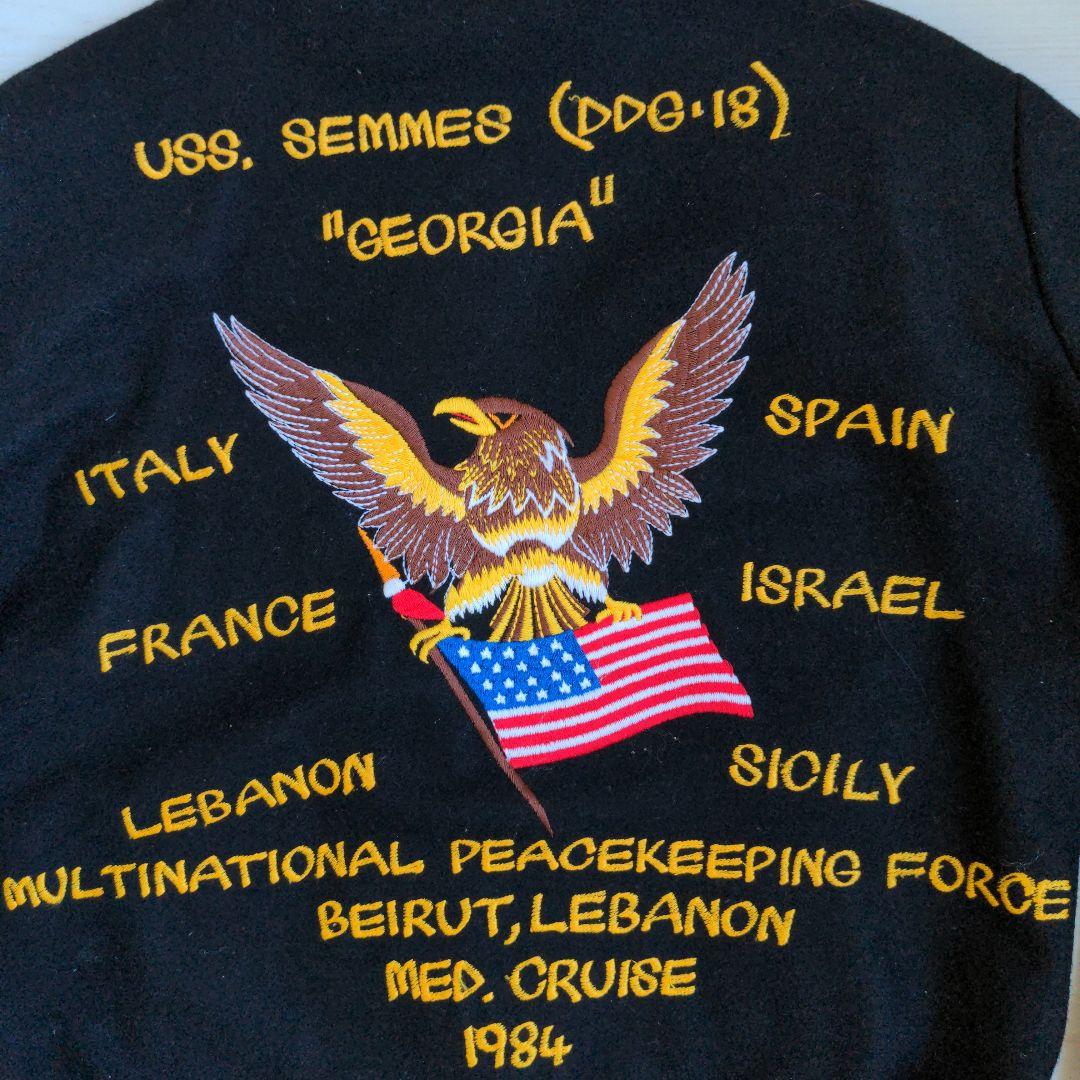 80s US.ネイビー ツアージャケット スーベニアジャケット ベトジャン 別珍