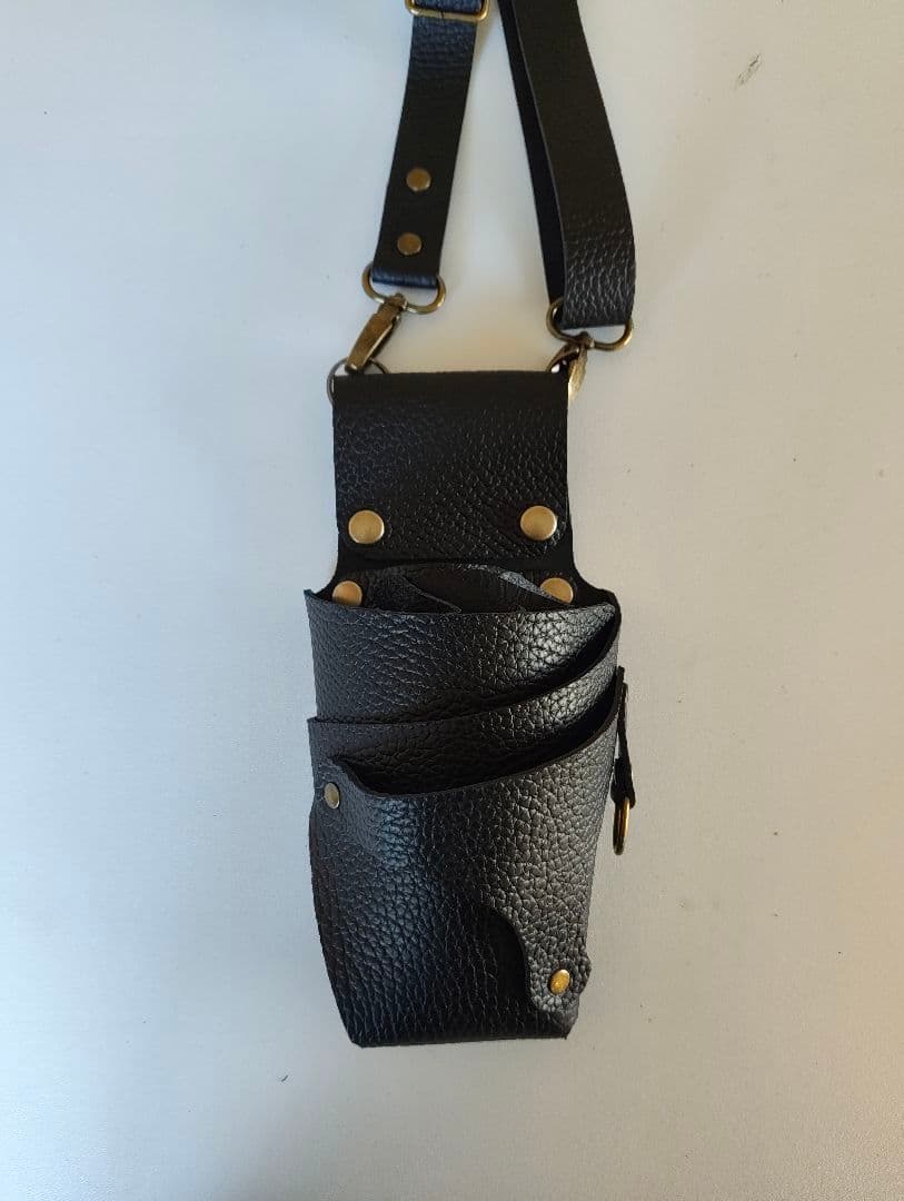 シザーケース　本革　4丁　黒