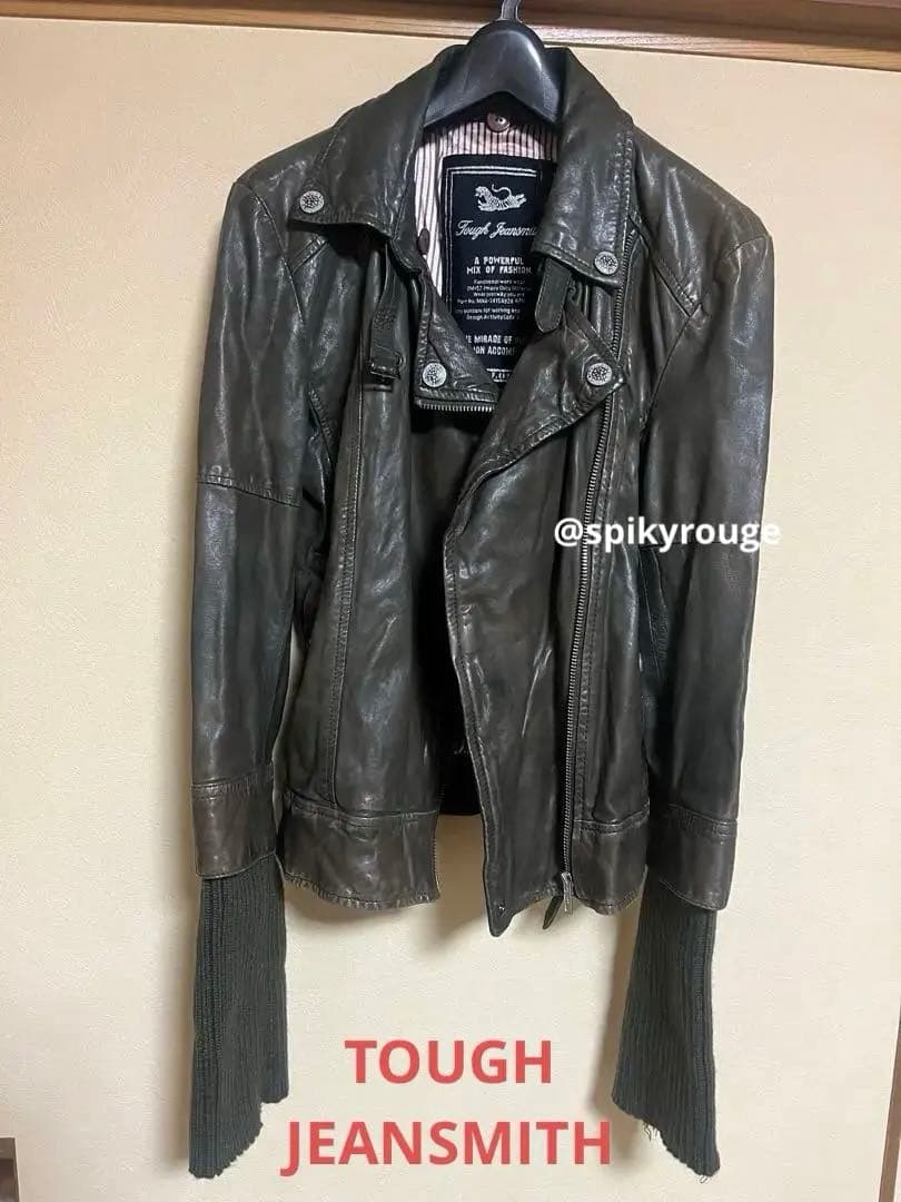 Tough Jeansmith 濃ブラウン レザーライダースジャケット