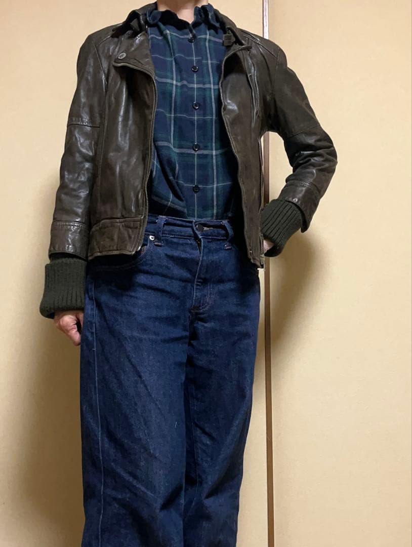 Tough Jeansmith 濃ブラウン レザーライダースジャケット