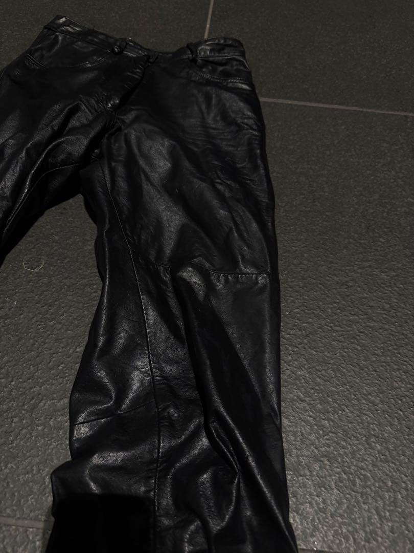 パンツ archive black leather skinny pant