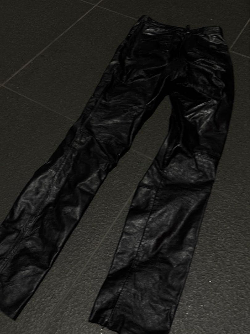 パンツ archive black leather skinny pant
