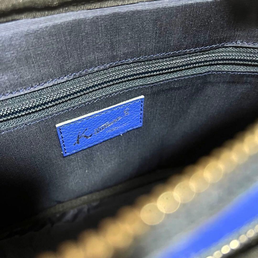 極美品 Kitamura2 キタムラ ウエストバック　レザー シボ革 青