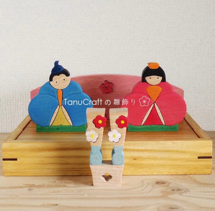 【値下げ】組み木　飾り　お雛様　雛飾り