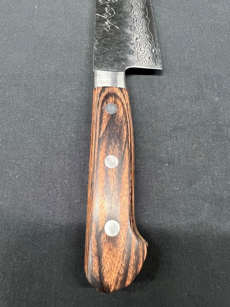 hA【used】菊孝 三徳 包丁 ダマスカス 反りなし