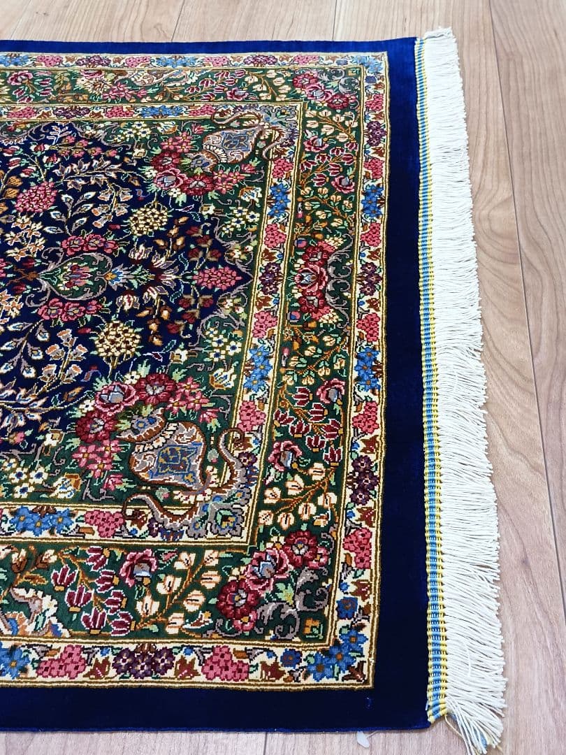 Y3326 ペルシャ絨毯 クム バラティ工房 シルク100% 手織121万ノット