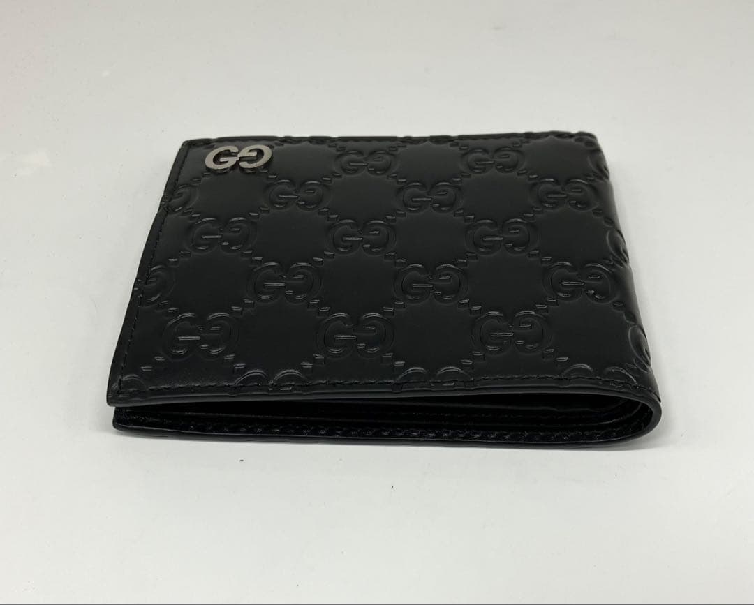 ⭐️ 極美品 グッチ シマ GG シグネチャー 二つ折り財布 ブラック 鑑定済