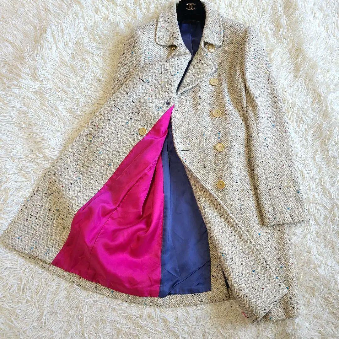 LL✨ポールスミス チェスターコート ダブルブレスト ツイード 裏地派手 リボン