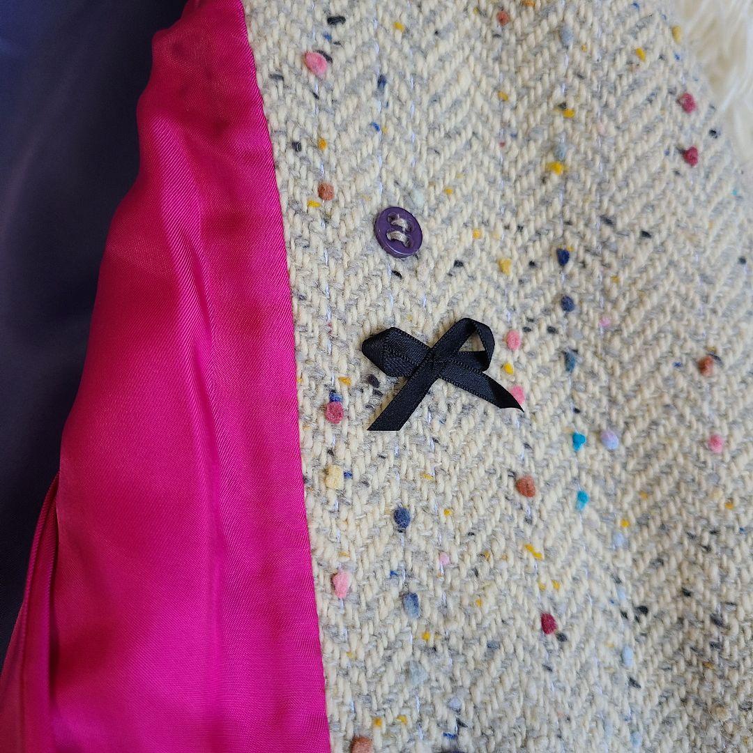 LL✨ポールスミス チェスターコート ダブルブレスト ツイード 裏地派手 リボン