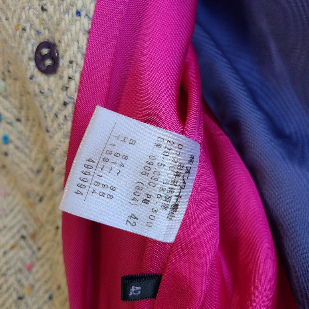 LL✨ポールスミス チェスターコート ダブルブレスト ツイード 裏地派手 リボン