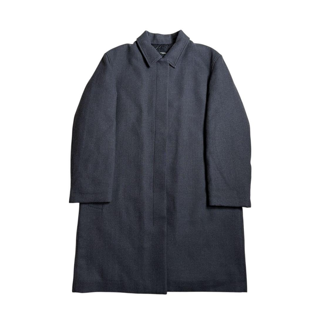 セオリー 現行タグ ステンカラーコート 中綿キルティング 濃灰 L ビジネス