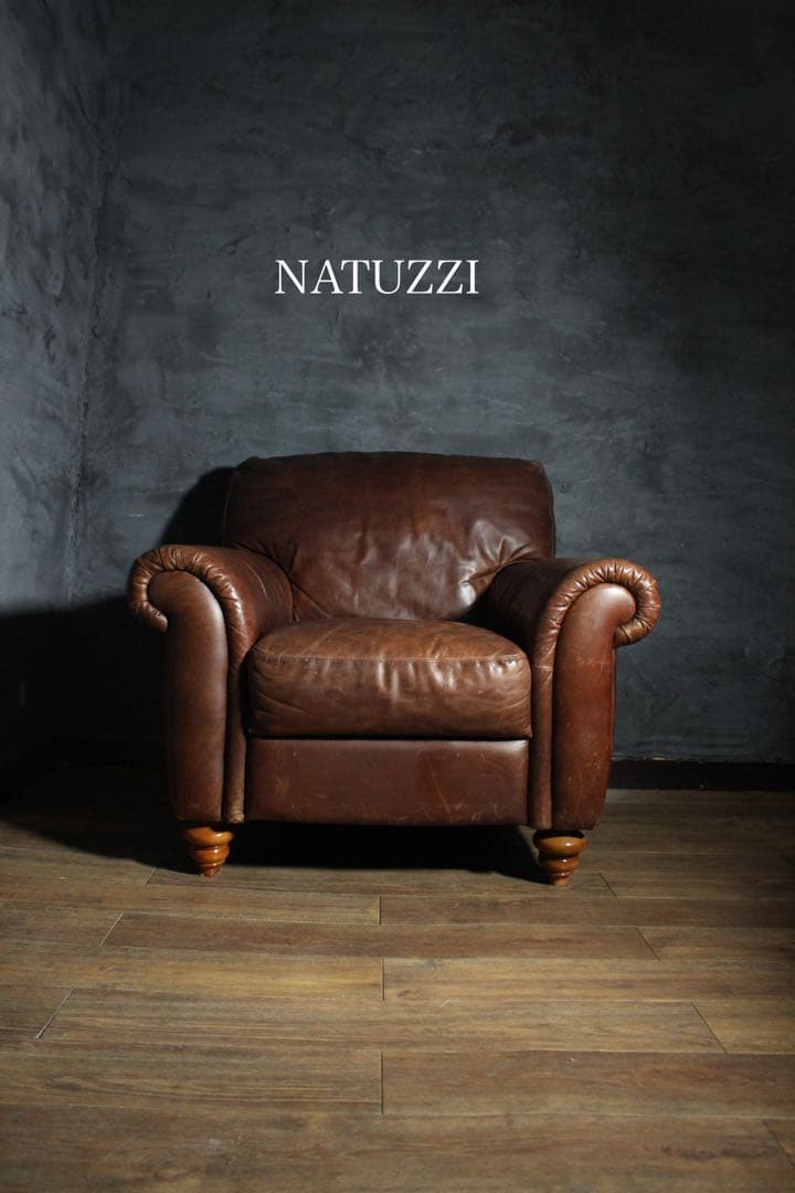 首都圏送無料〜　美　NATUZZI イタリア 本革　ヴィンテージ　ソファ　アーム