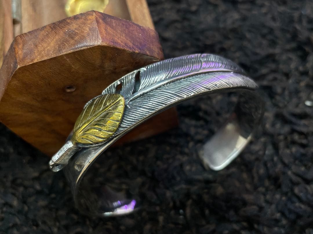 ハート金フェザー シルバー925 ネイティブ インディアンジュエリー