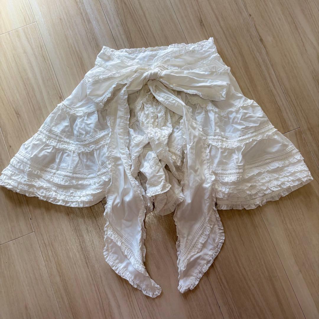 ワンダフルワールド　ピンクハウス　ピコフリルタブリエ　リボン　エプロン