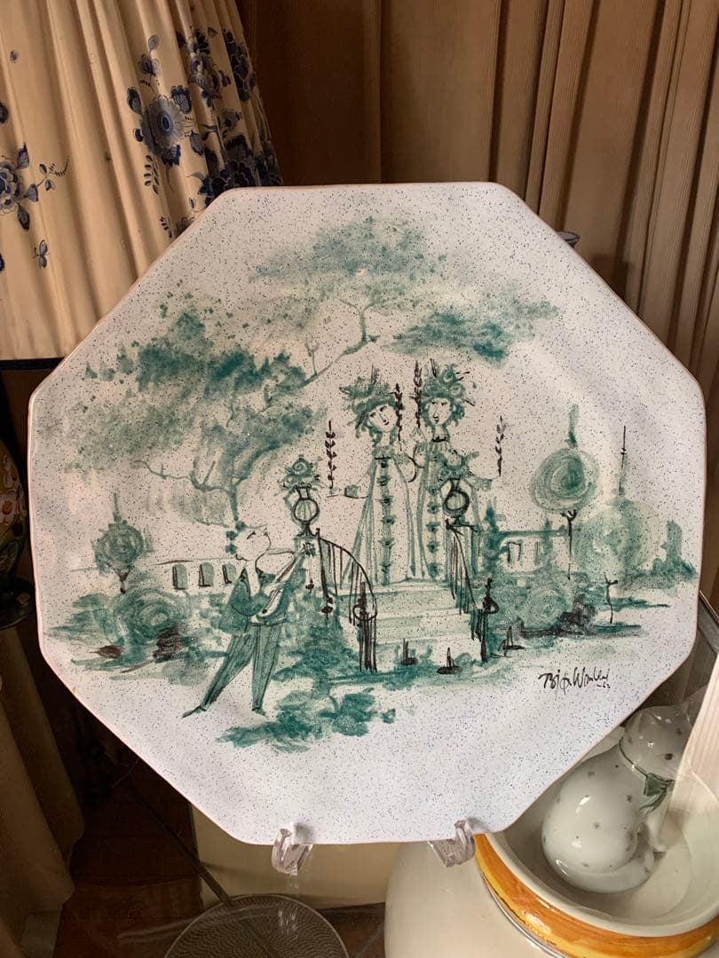 ビヨンヴィンブラッド　大型レアなビンテージ1963年手書き一点物絵皿ラスト