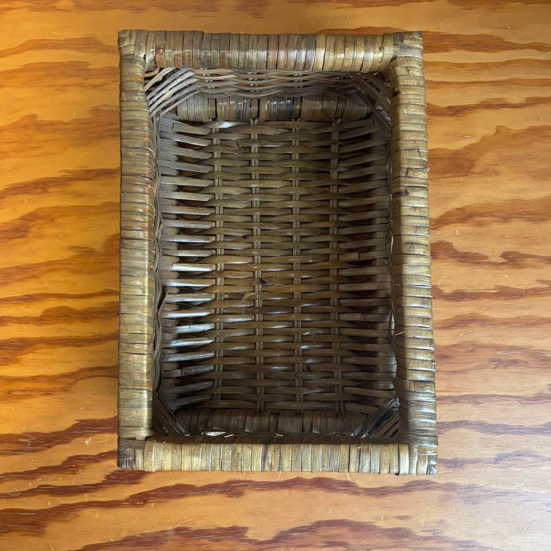 昭和レトロ 籐製 ハンガーラック 収納付き ヴィンテージ アンティーク調