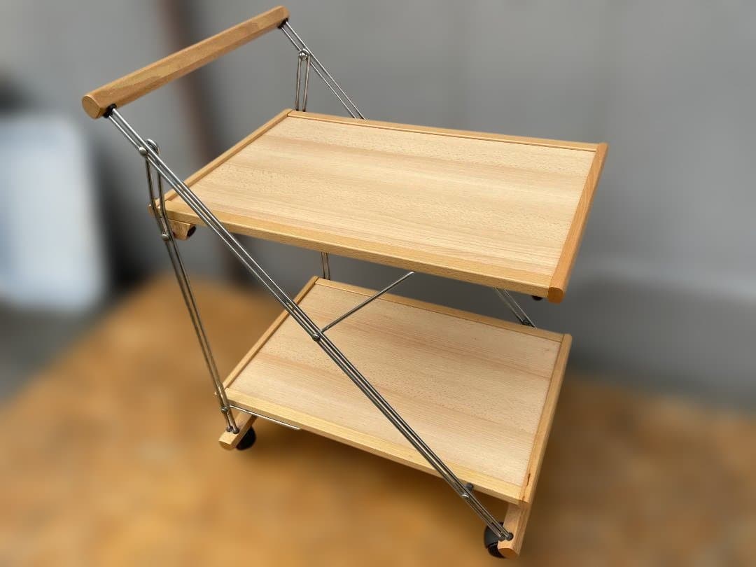 ★状態〇★ イタリアン キャスター ワゴン 折りたたみ 式 キッチンワゴン