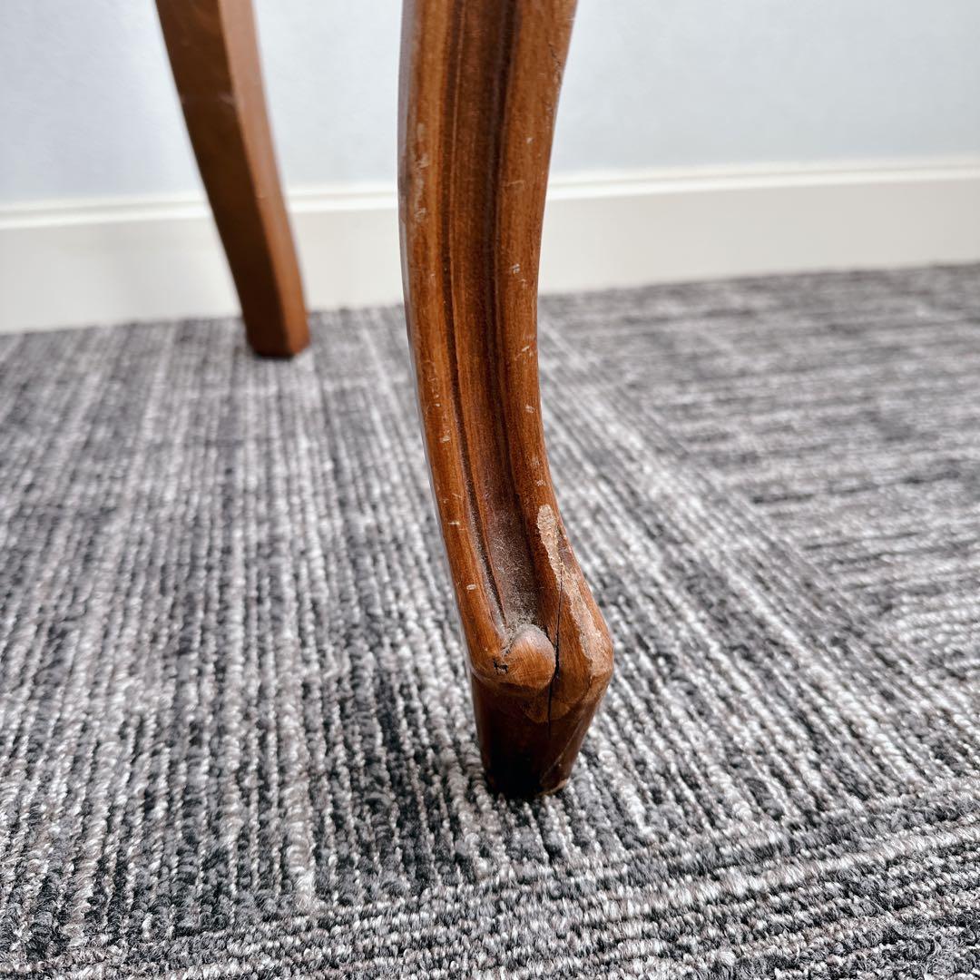 ロココ調 木製椅子 ベロア調 赤 猫脚 猫足 アンティーク チェア ①