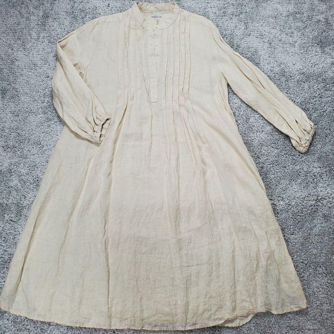 【未使用】フォグリネンワーク リネン バンドカラー ワンピース